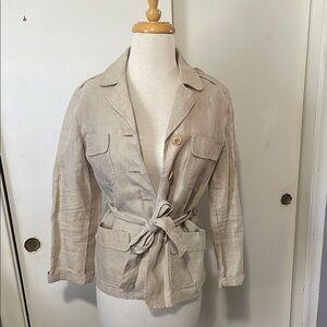 MaxMara Weekend Women's Beige Belted Linen Jacket